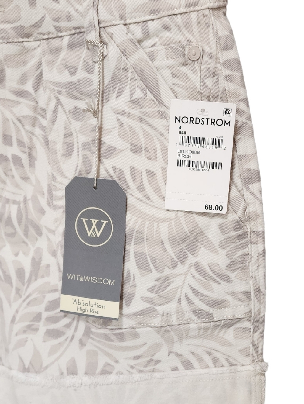 Wit & Wisdom Leaf Print Pacth Pockets 4.5" Twill Shorts High Rise Ab Solution 4 - Picture 4 of 9